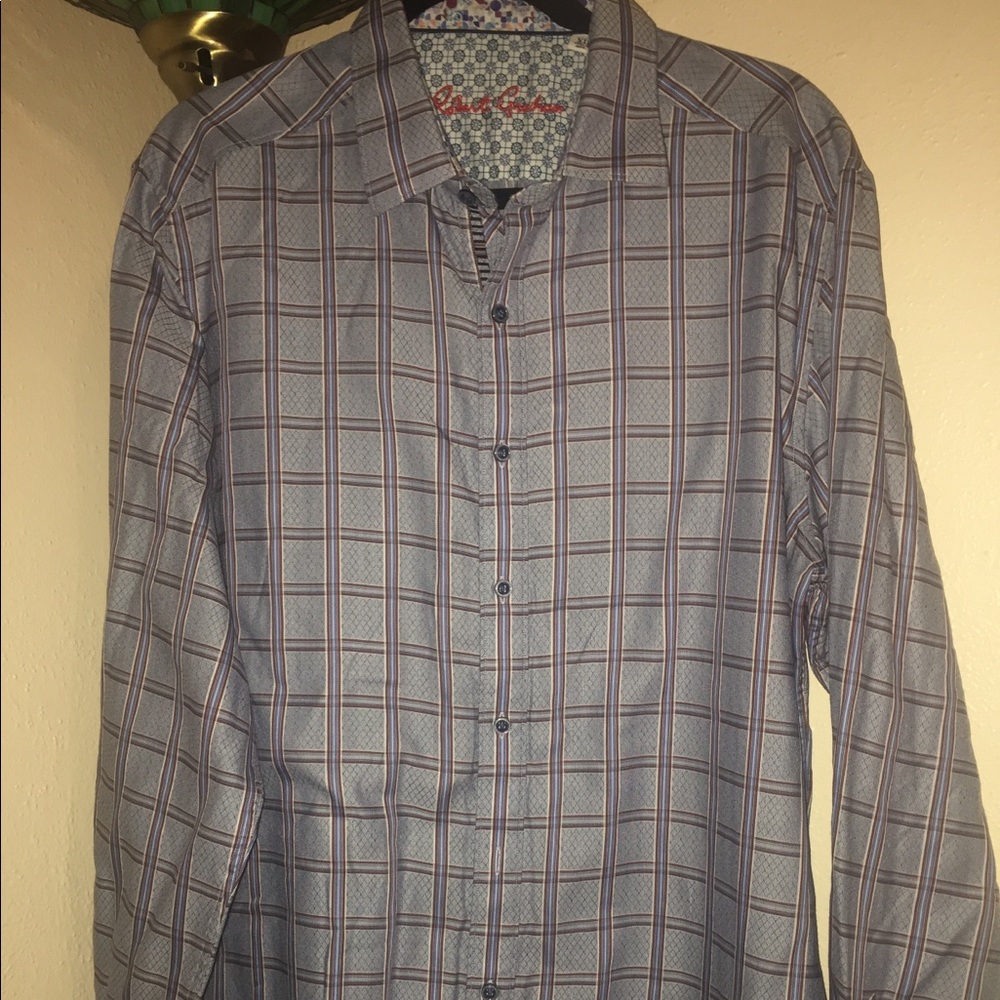 Robert Graham Blue Button Down Shirt XL Classic